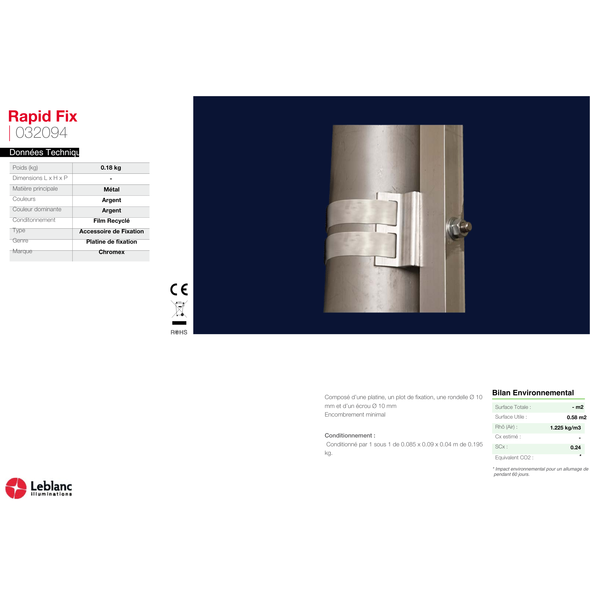 Platine de fixation candélabre sur mât